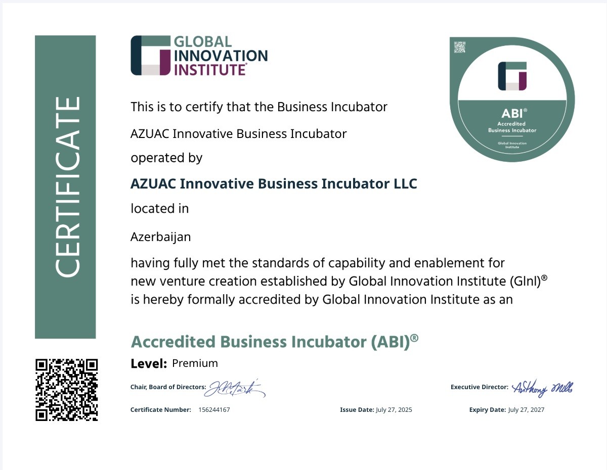 AzMİU-nun biznes inkubatoru beynəlxalq səviyyədə tanındı - FOTO